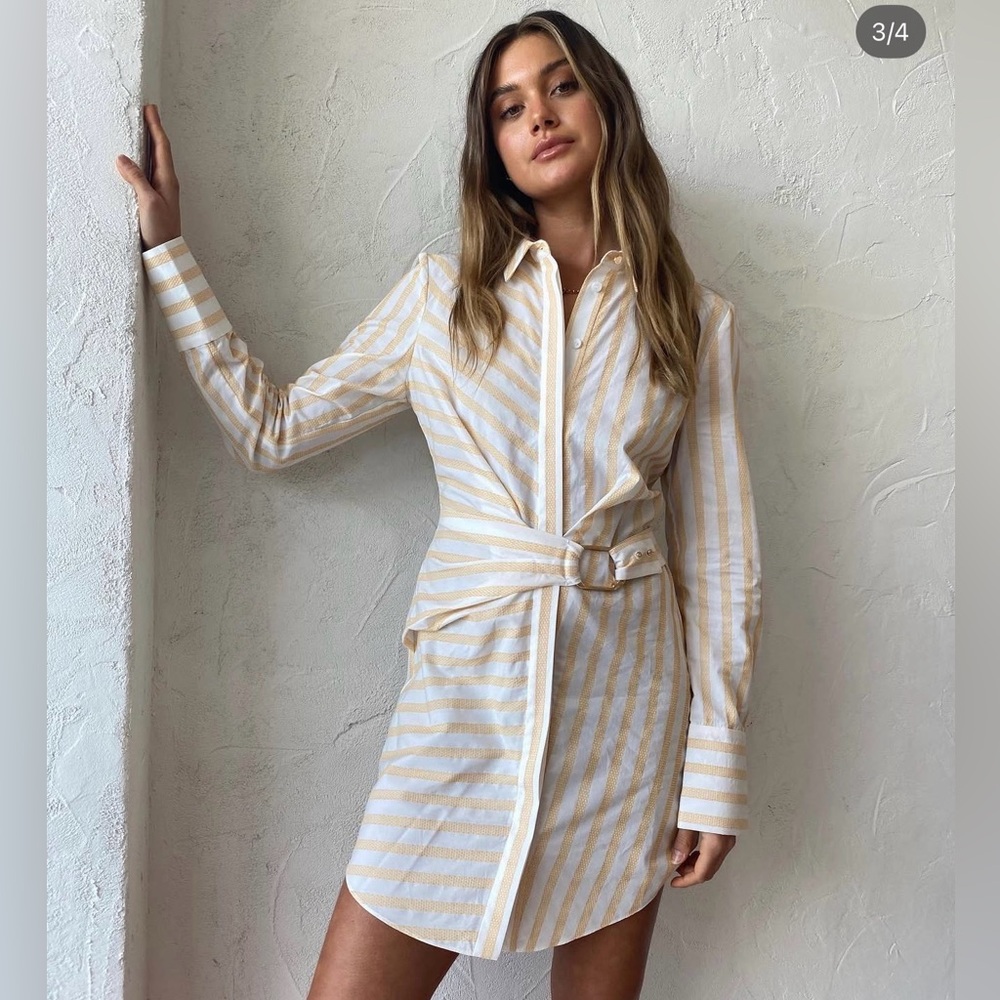 Acler Women White Maxwell Keyhole-Back Belted Mini Shirt Dress